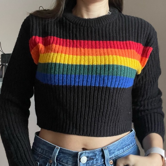 💛Derek Heart Vintage Inspired Rainbow 🌈 Sweater - Picture 2 of 8